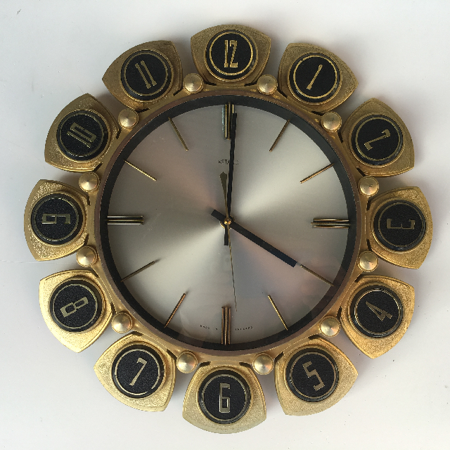 CLOCK, Wall Mount - 1970s Sunburst